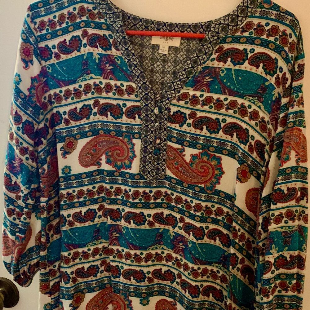 Fun, boho, knee length shift dress.